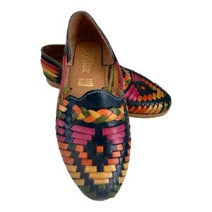 Handmade Mexican Huraches Rainbow Leather Sandals Sz 23 (Youth 4)